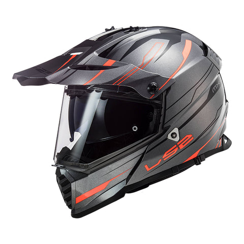 LS2 MX436 Pioneer Evo Knight Helmet - Titanium / Fluro Orange